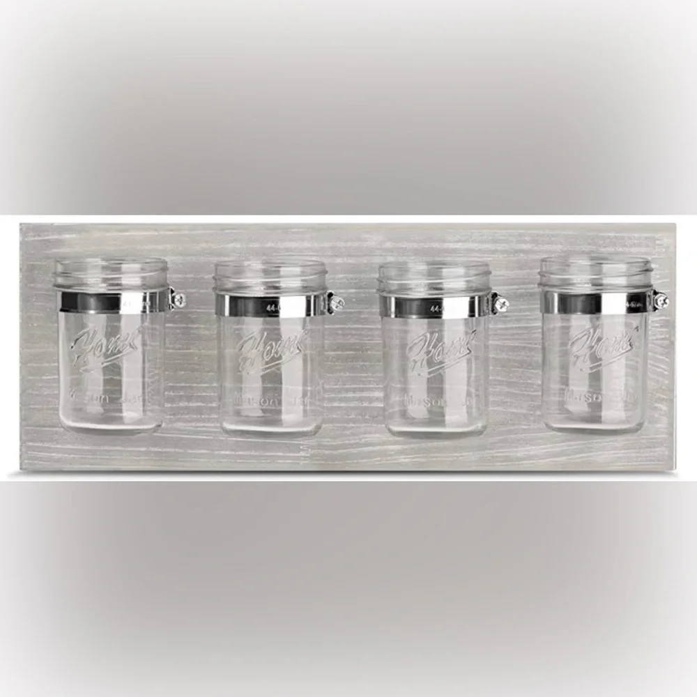 Rustic Mason Jar Toothbrush Holder Mason Jar Wall Organizer with Silver Accents